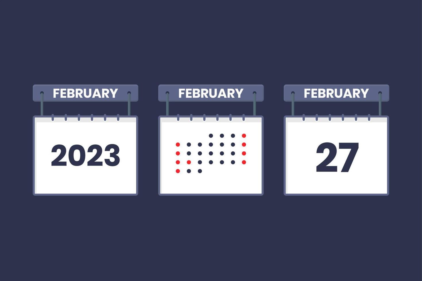 2023 calendar design February 27 icon. 27th February calendar schedule, appointment, important date concept. vector