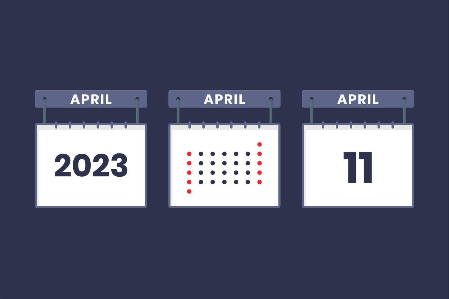 Diseño de calendario 2023 icono del 11 de abril. Calendario del 11 de abril, cita, concepto de fecha importante. vector