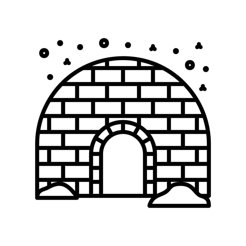 Igloo icon for Eskimo tribe home building in black outline style vector