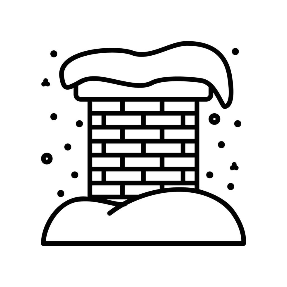 icono de chimenea con pila de lluvia y nieve en estilo de contorno negro vector