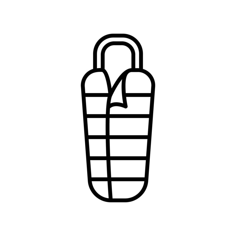 Sleeping bag icon for winter outdoor camping in black outline style vector