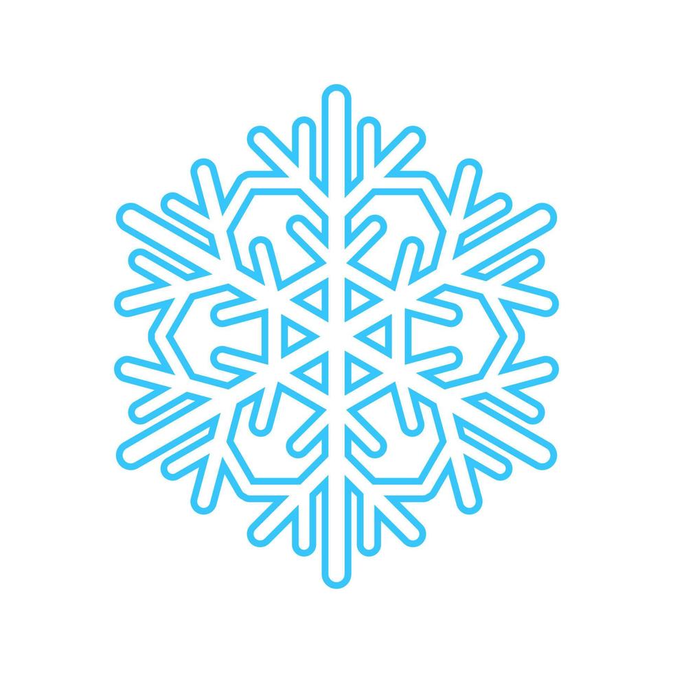 Simple snowflake made of blue lines. Festive decoration for New Year and Christmas, symbol of winter, element for design. Vector illustration