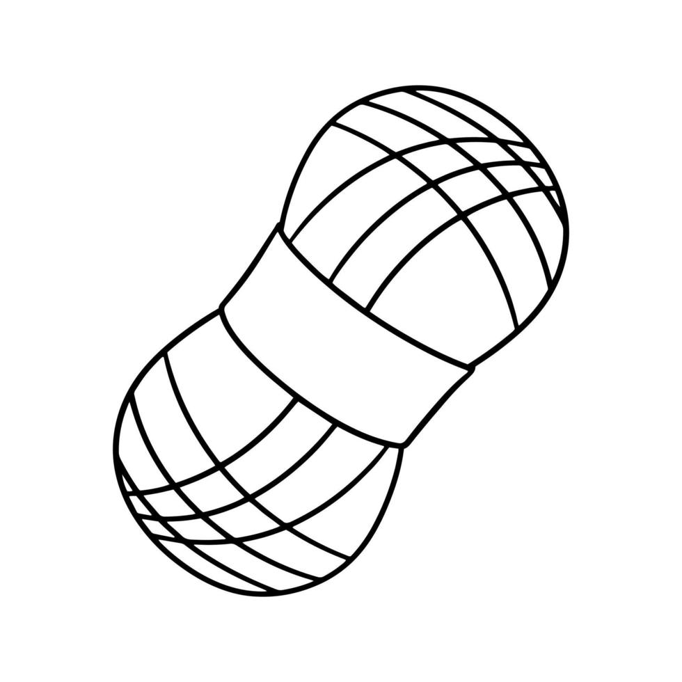 Monochrome large skein of yarn for knitting, vector illustration in cartoon style on a white background