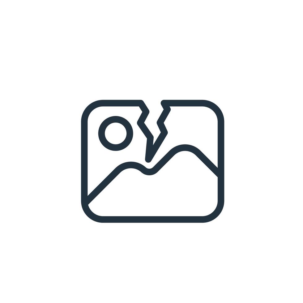 Broken image icon isolated on a white background. No image symbol for web and mobile apps. vector