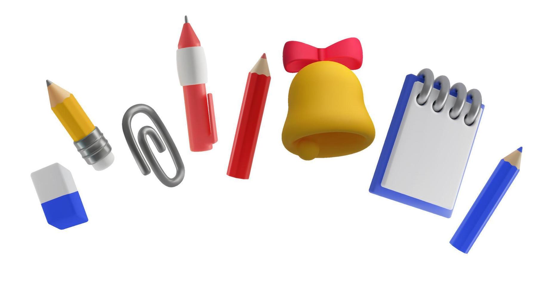 A set of stationery items for school and office vector