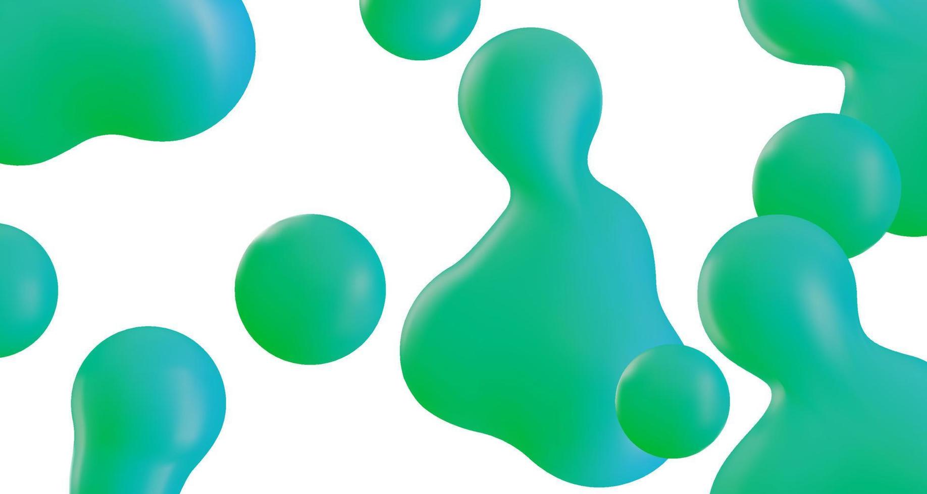 3d liquid bubbles of blue and green color vector