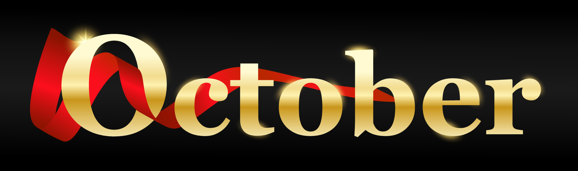 October written with golden color. October letter golden color with red