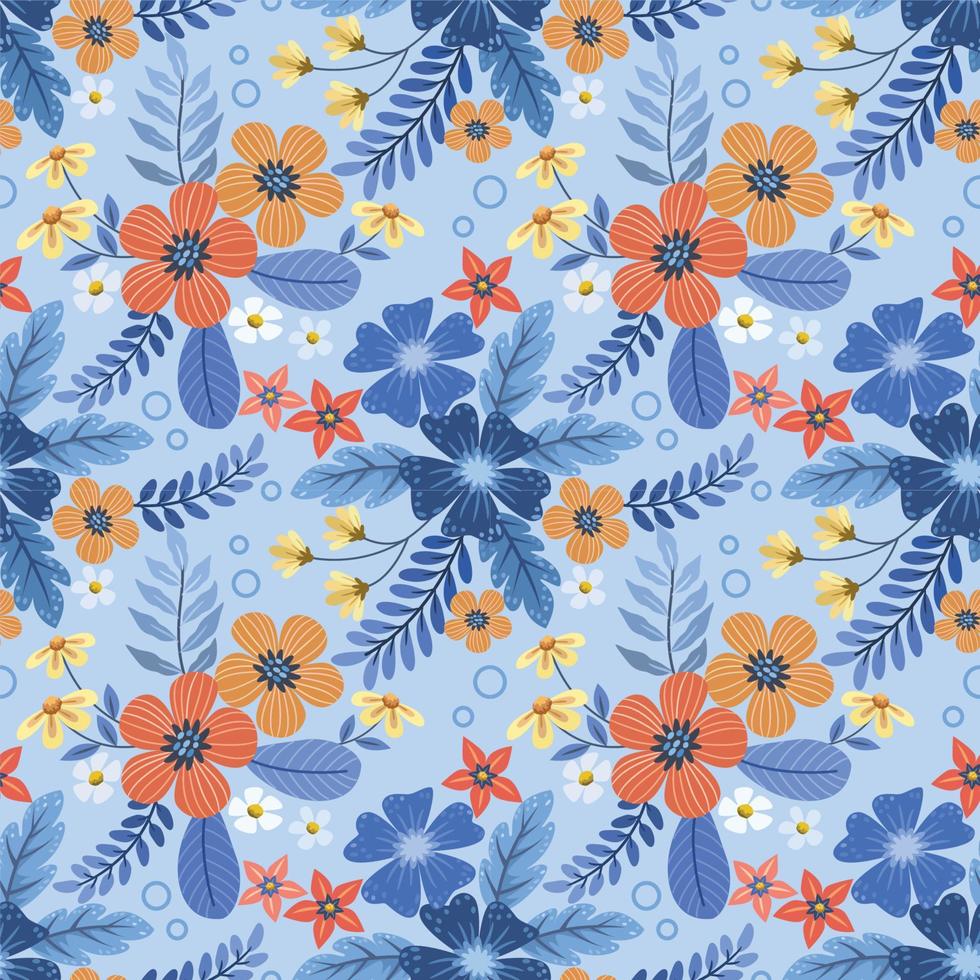 Colorful hand draw flowers seamless pattern. vector