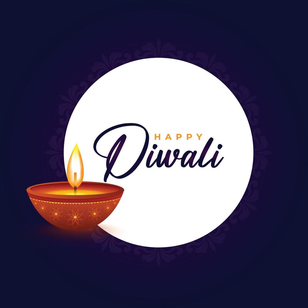 feliz festival de diwali diseño de banner de póster de redes sociales con diya vector
