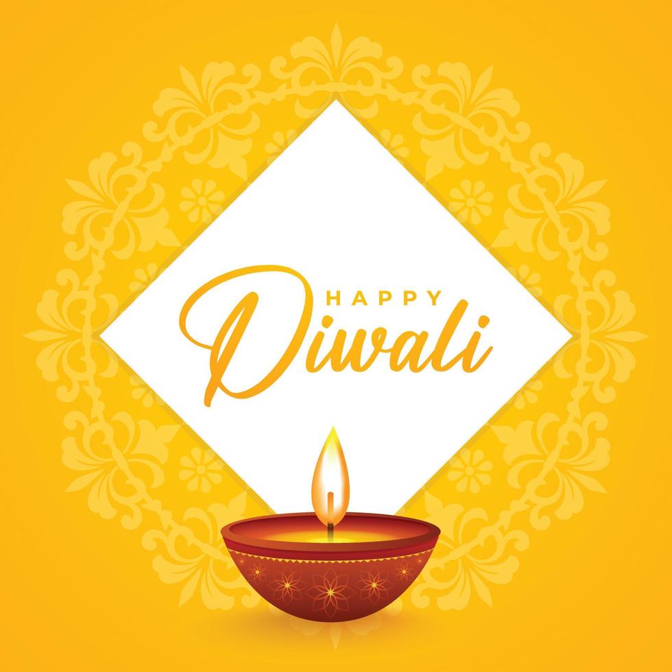 Happy Diwali festival social media poster banner design with Diya vector