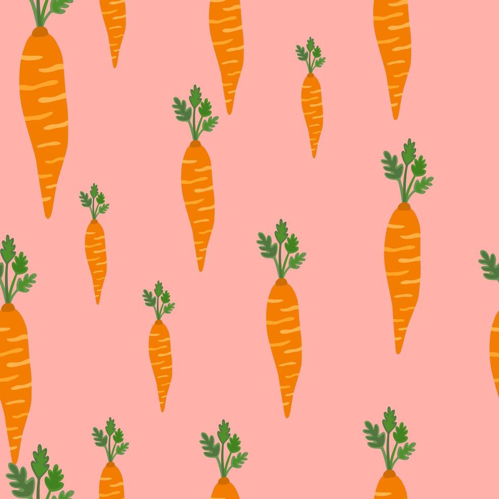 Hand drawn carrot seamless pattern. Doodle carrots wallpaper. vector