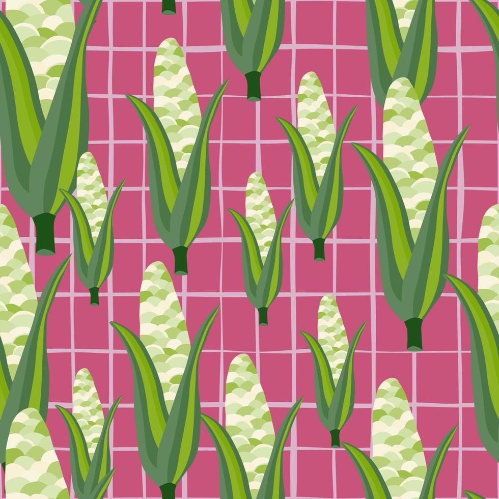 Corn plants seamless pattern. Corn cobs endless wallpaper. vector