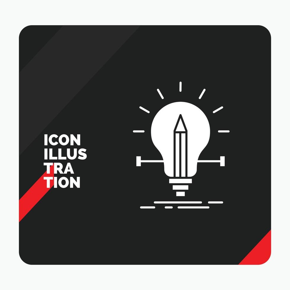 Red and Black Creative presentation Background for bulb. creative. solution. light. pencil Glyph Icon vector