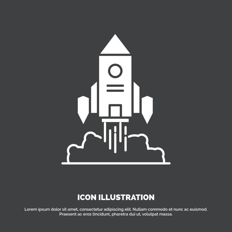 Rocket. spaceship. startup. launch. Game Icon. glyph vector symbol for UI and UX. website or mobile application