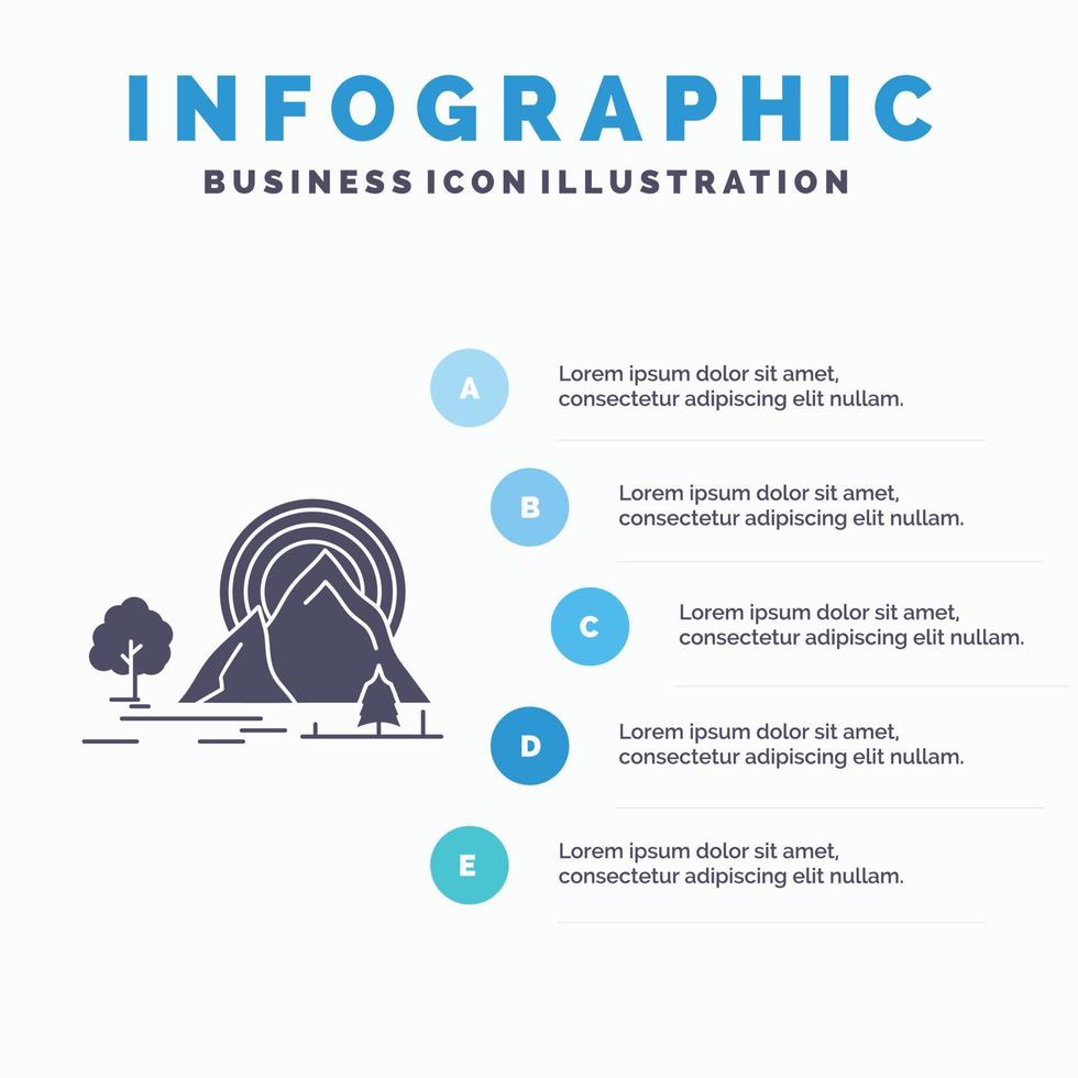 Mountain. hill. landscape. nature. rainbow Infographics Template for Website and Presentation. GLyph Gray icon with Blue infographic style vector illustration.