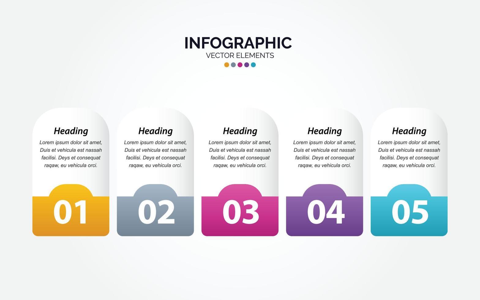 Simple stylish 5 Horizontal Infographic template. vector