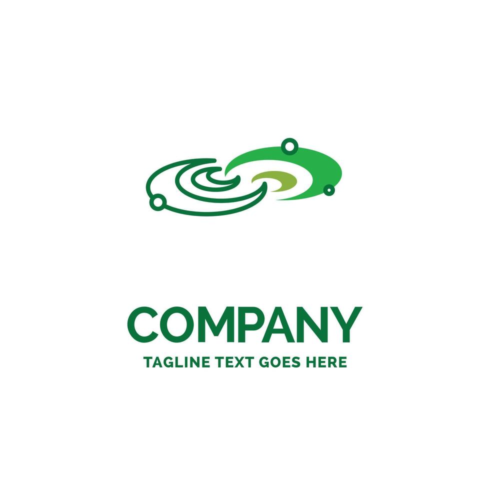 Galaxy. astronomy. planets. system. universe Flat Business Logo template. Creative Green Brand Name Design. vector