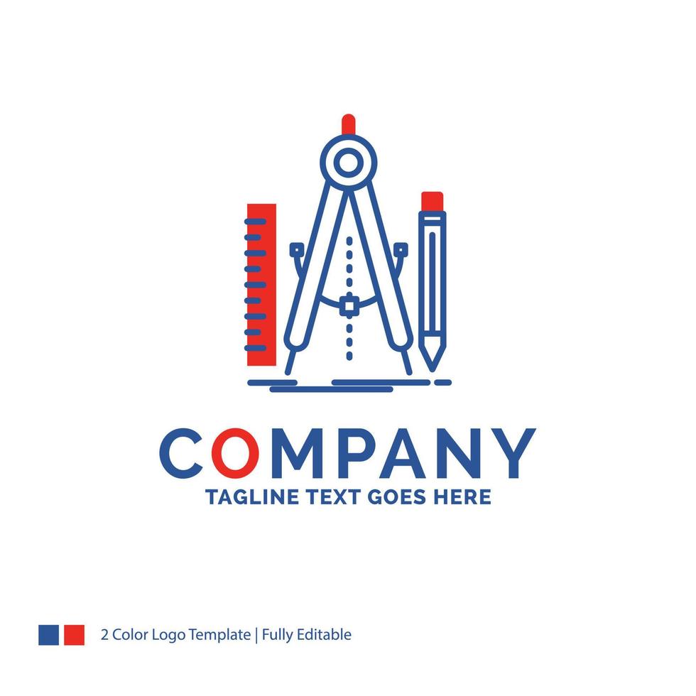 Company Name Logo Design For Build. design. geometry. math. tool. Blue and red Brand Name Design with place for Tagline. Abstract Creative Logo template for Small and Large Business. vector
