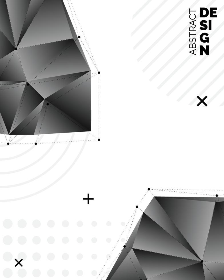 Vector set of faceted 3d crystal colorful shapes. banners. Faceted 3d shapes. crystal banners