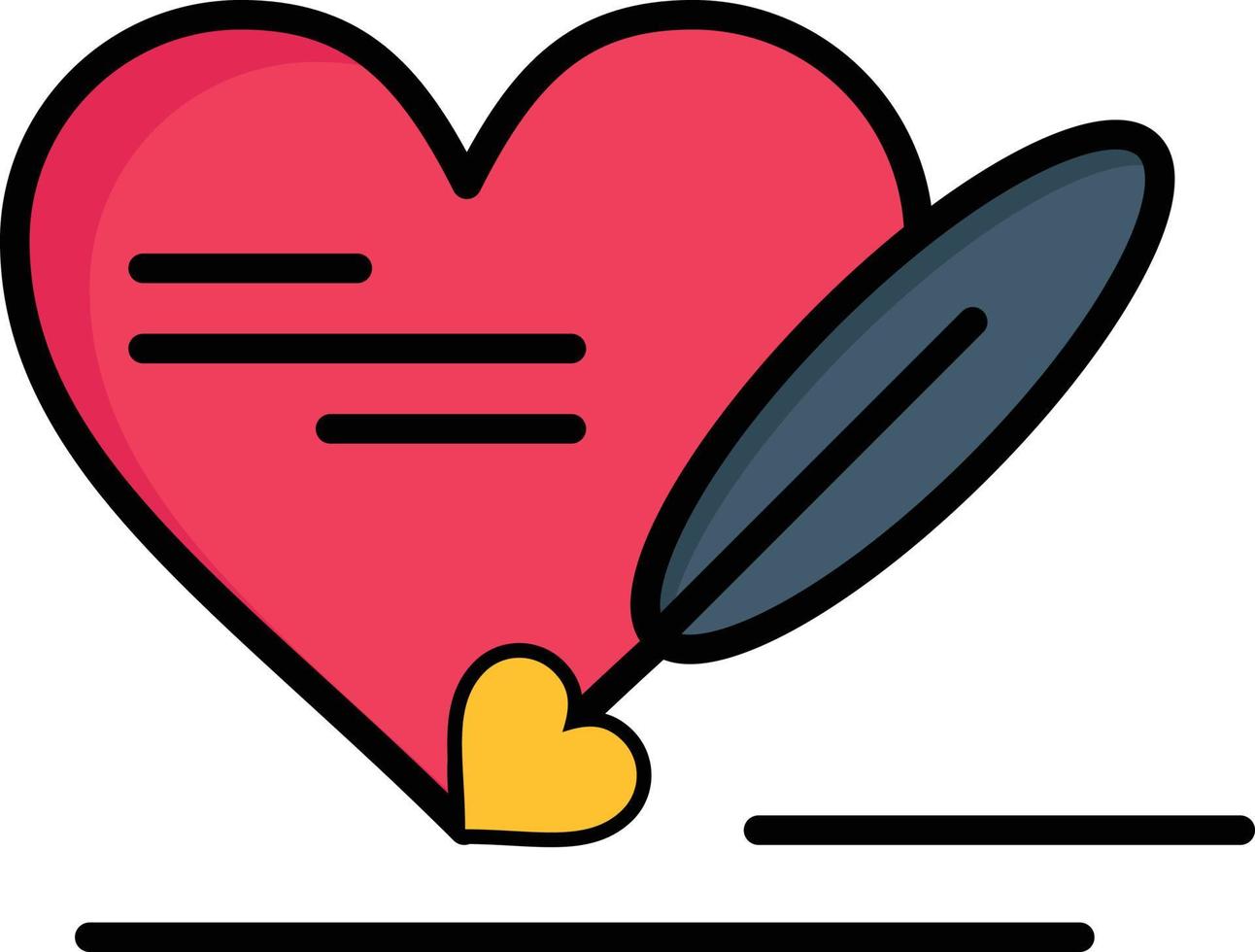 Pen Love Heart Wedding  Flat Color Icon Vector icon banner Template