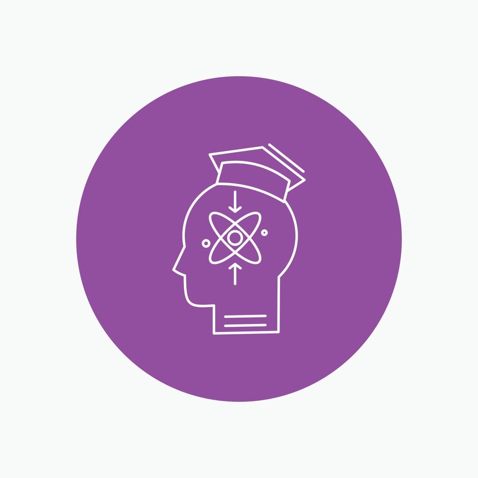 capability. head. human. knowledge. skill White Line Icon in Circle background. vector icon illustration