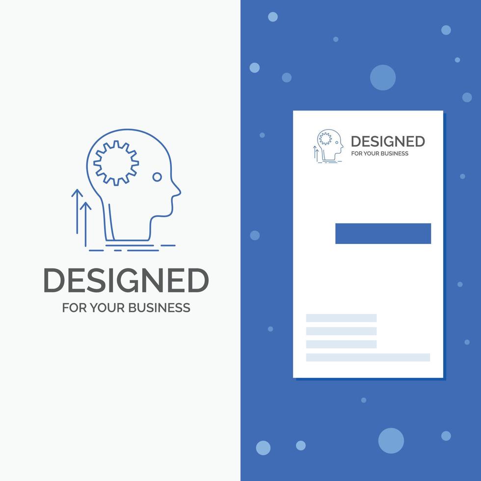 logotipo de empresa para la mente. creativo. pensando. ocurrencia. lluvia de ideas. plantilla de tarjeta de visita de negocio azul vertical vector