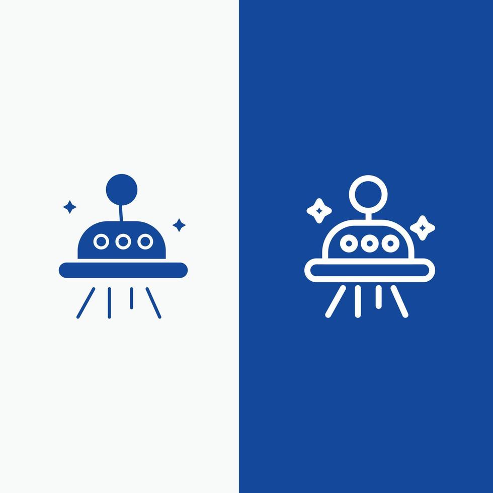 Astronomy Space Ufo Line and Glyph Solid icon Blue banner Line and Glyph Solid icon Blue banner vector