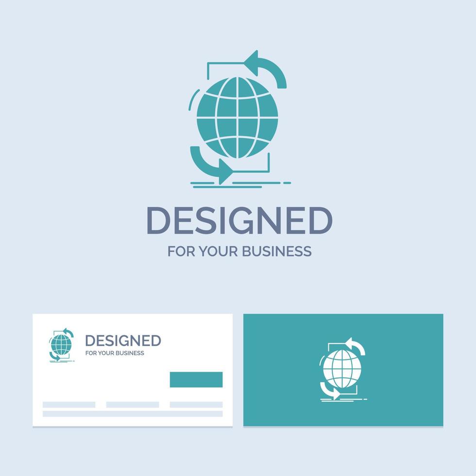 Connectivity. global. internet. network. web Business Logo Glyph Icon Symbol for your business. Turquoise Business Cards with Brand logo template. vector