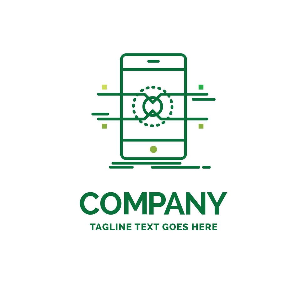 Api. interface. mobile. phone. smartphone Flat Business Logo template. Creative Green Brand Name Design. vector