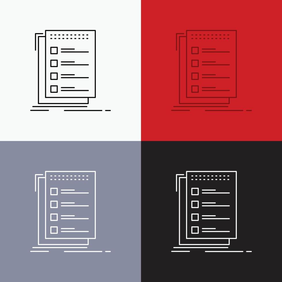 Check. checklist. list. task. to do Icon Over Various Background. Line style design. designed for web and app. Eps 10 vector illustration