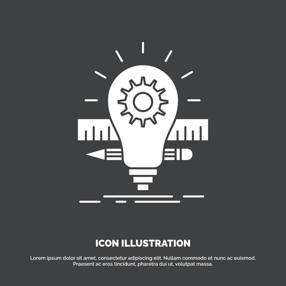 Development. idea. bulb. pencil. scale Icon. glyph vector symbol for UI and UX. website or mobile application