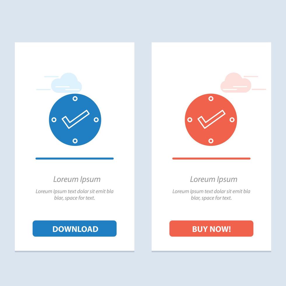 Open Tick Approved Check  Blue and Red Download and Buy Now web Widget Card Template vector