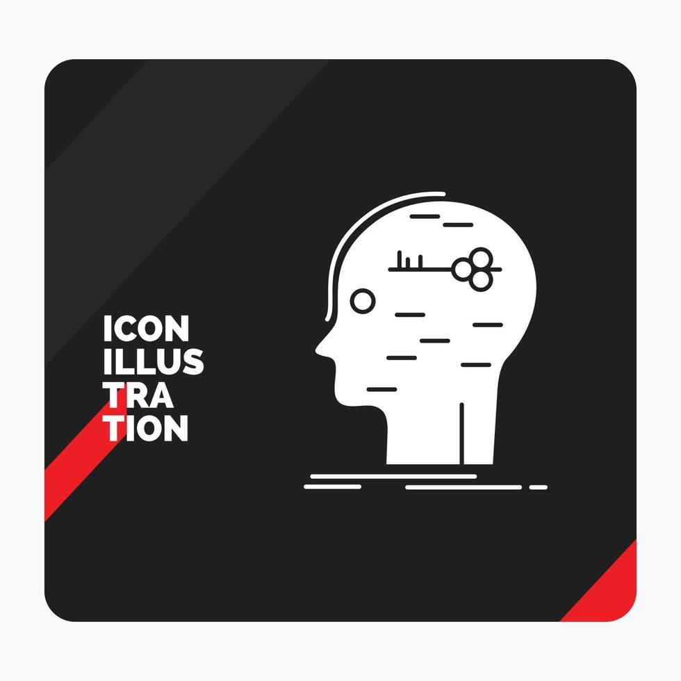 Red and Black Creative presentation Background for brain. hack. hacking. key. mind Glyph Icon vector