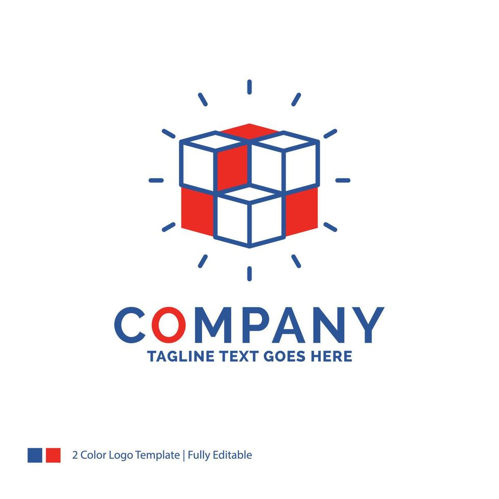 Company Name Logo Design For box. labyrinth. puzzle. solution. cube. Blue and red Brand Name Design with place for Tagline. Abstract Creative Logo template for Small and Large Business. vector