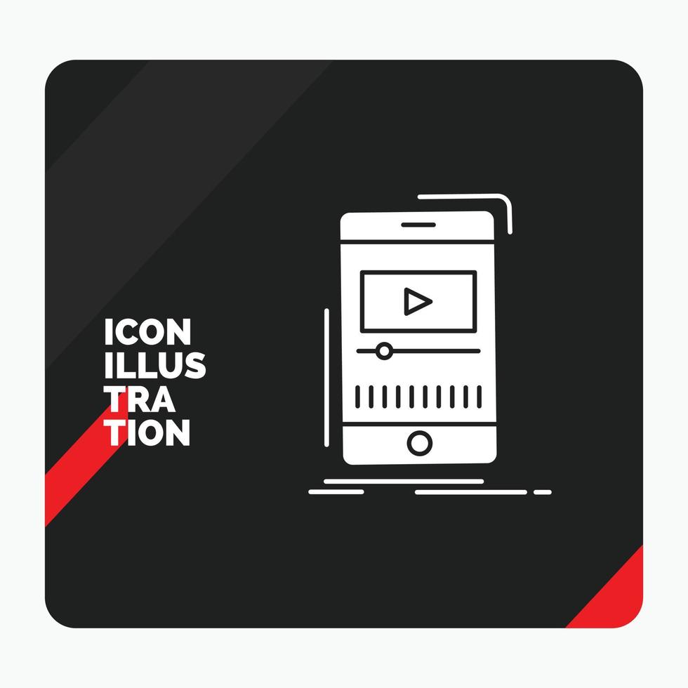 Red and Black Creative presentation Background for media. music. player. video. mobile Glyph Icon vector