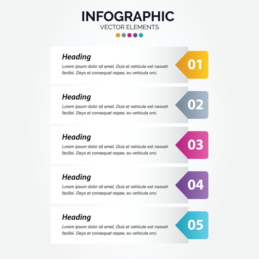 Professional 5 options Vertical Infographic with icon 5 options processes vector