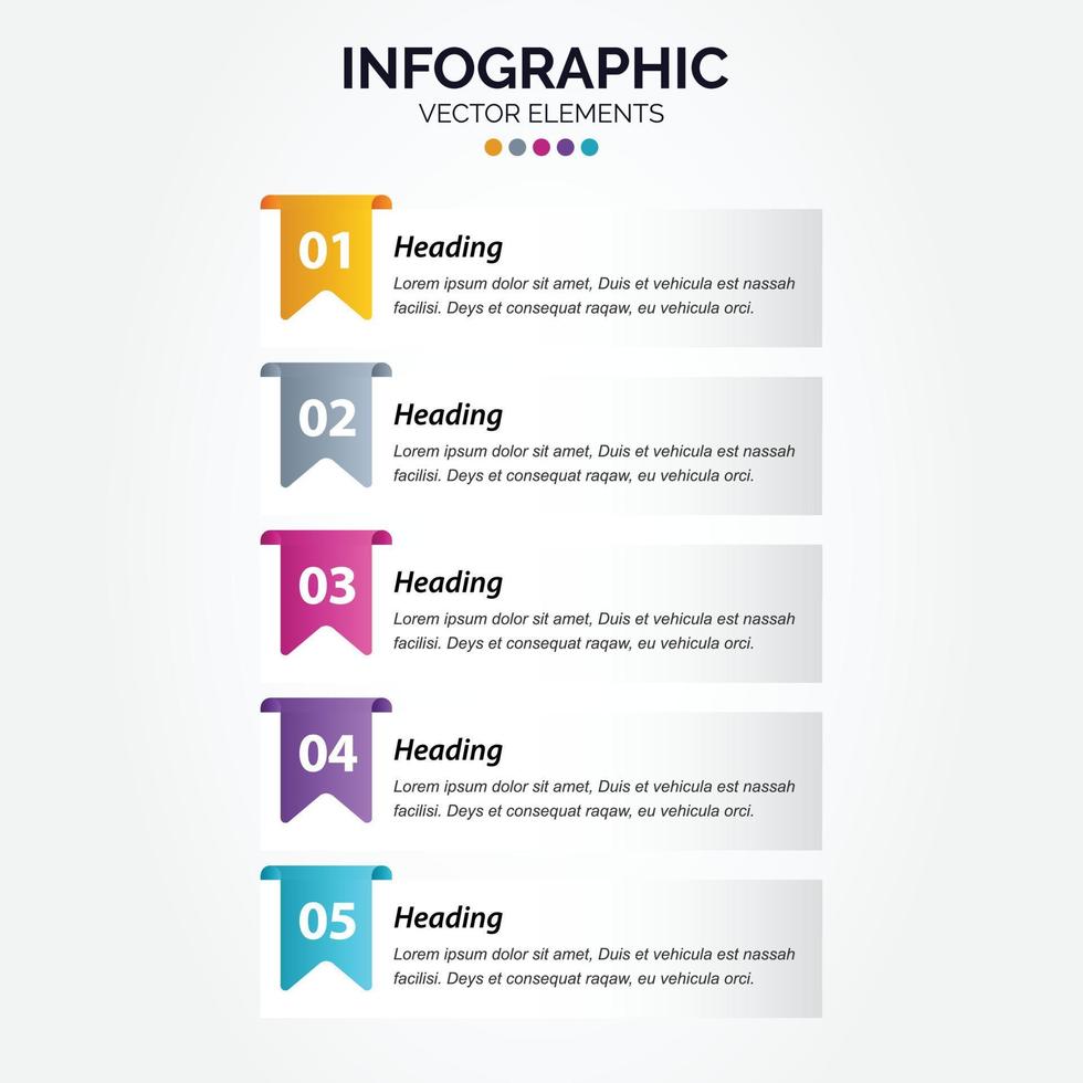 Plantilla de infografía vertical de negocios de presentación con 5 opciones ilustración vectorial vector