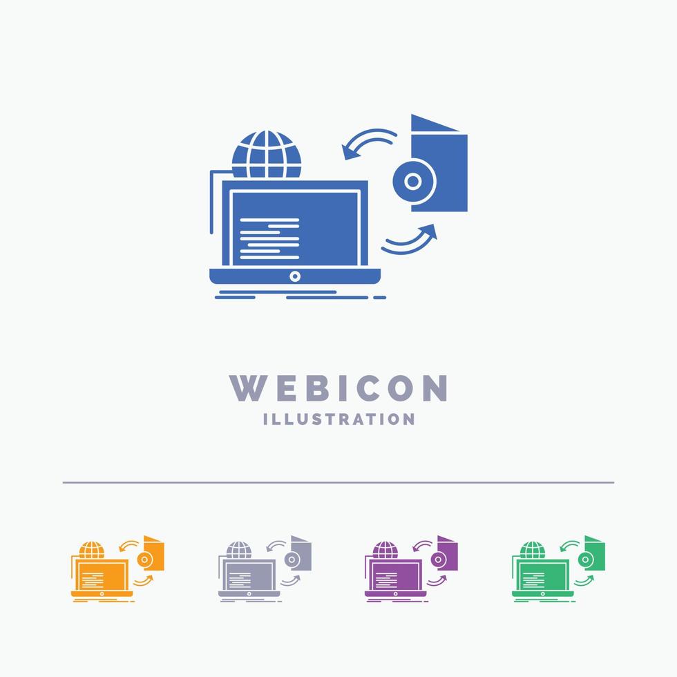 Disc. online. game. publish. publishing 5 Color Glyph Web Icon Template isolated on white. Vector illustration
