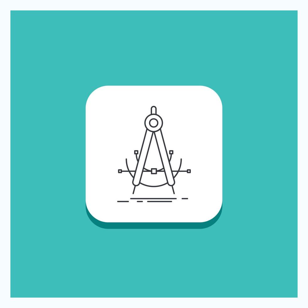 Round Button for Precision. accure. geometry. compass. measurement Line icon Turquoise Background vector