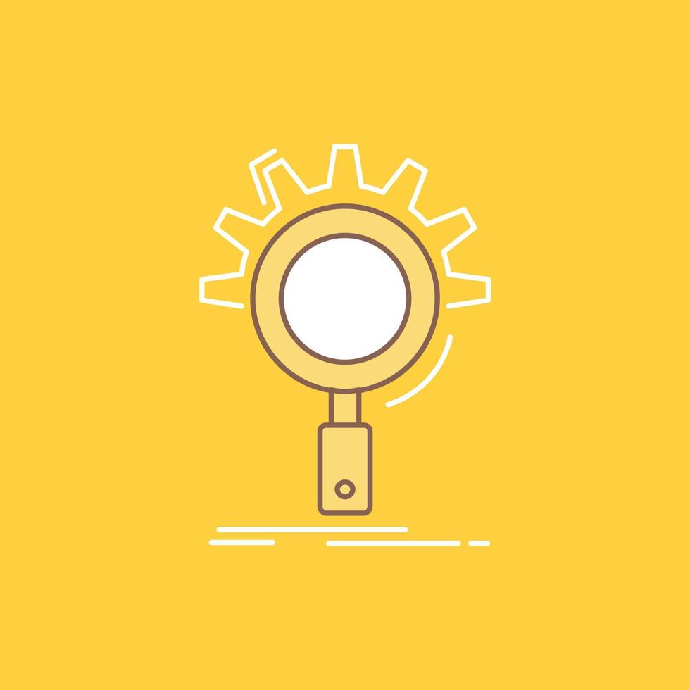seo. search. optimization. process. setting Flat Line Filled Icon. Beautiful Logo button over yellow background for UI and UX. website or mobile application vector