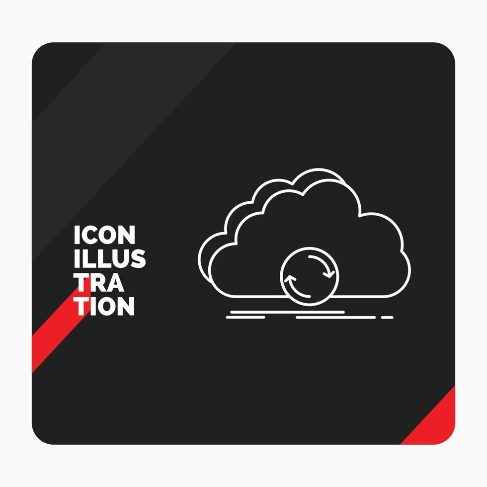 fondo de presentación creativa rojo y negro para la nube. sincronizando sincronizar datos. icono de línea de sincronización vector