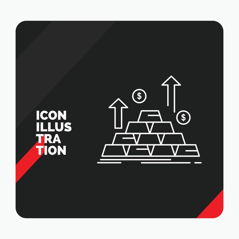 Red and Black Creative presentation Background for gold. coin. cash. money. growth Line Icon vector