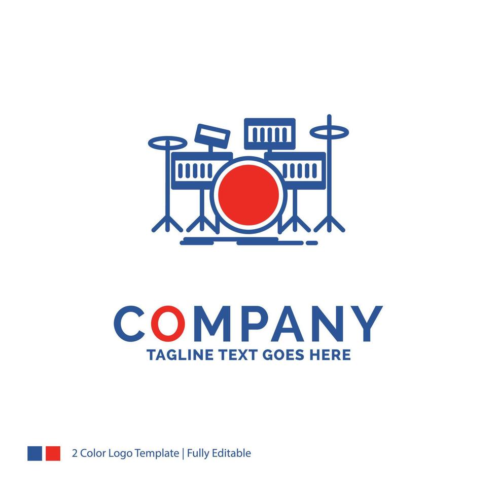 Company Name Logo Design For drum. drums. instrument. kit. musical. Blue and red Brand Name Design with place for Tagline. Abstract Creative Logo template for Small and Large Business. vector