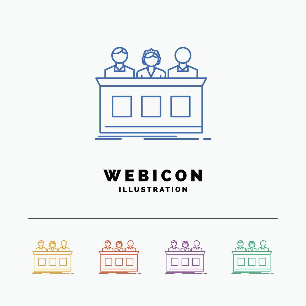 competition. contest. expert. judge. jury 5 Color Line Web Icon Template isolated on white. Vector illustration