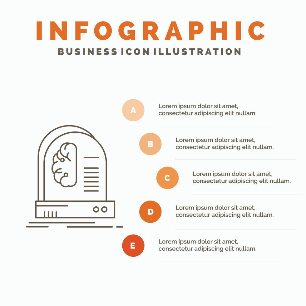Ai. brain. future. intelligence. machine Infographics Template for Website and Presentation. Line Gray icon with Orange infographic style vector illustration