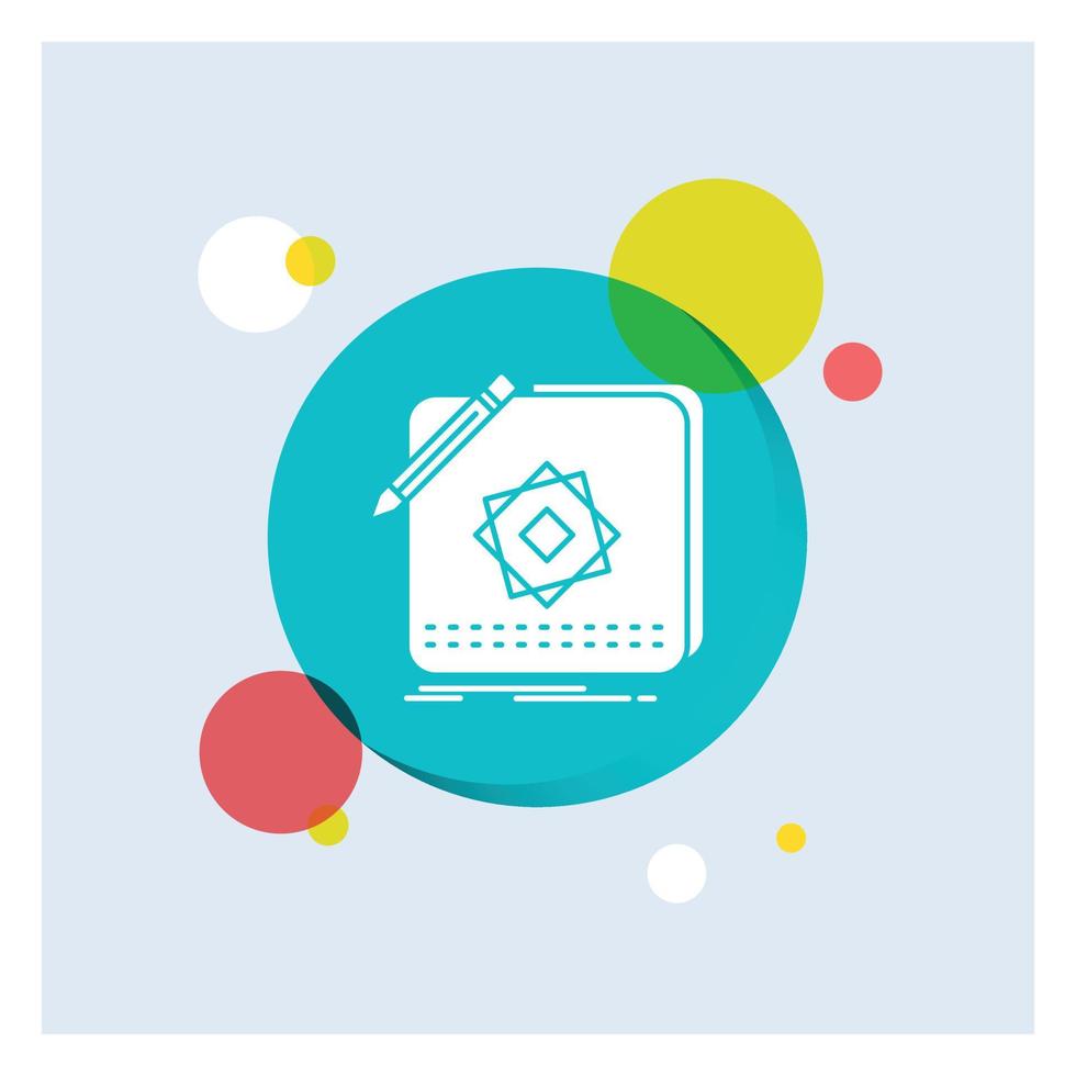 Design. App. Logo. Application. Design White Glyph Icon colorful Circle Background vector
