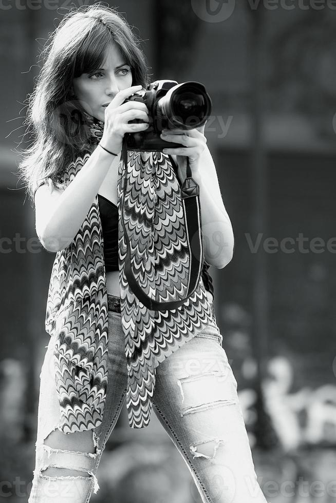 Beautiful woman photographer photo