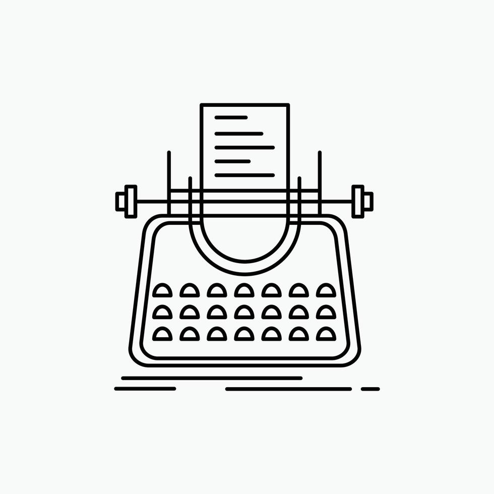 Article. blog. story. typewriter. writer Line Icon. Vector isolated illustration