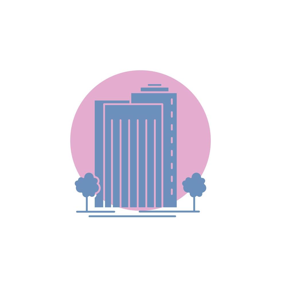 Building. Green. Plant. City. Smart Glyph Icon. vector