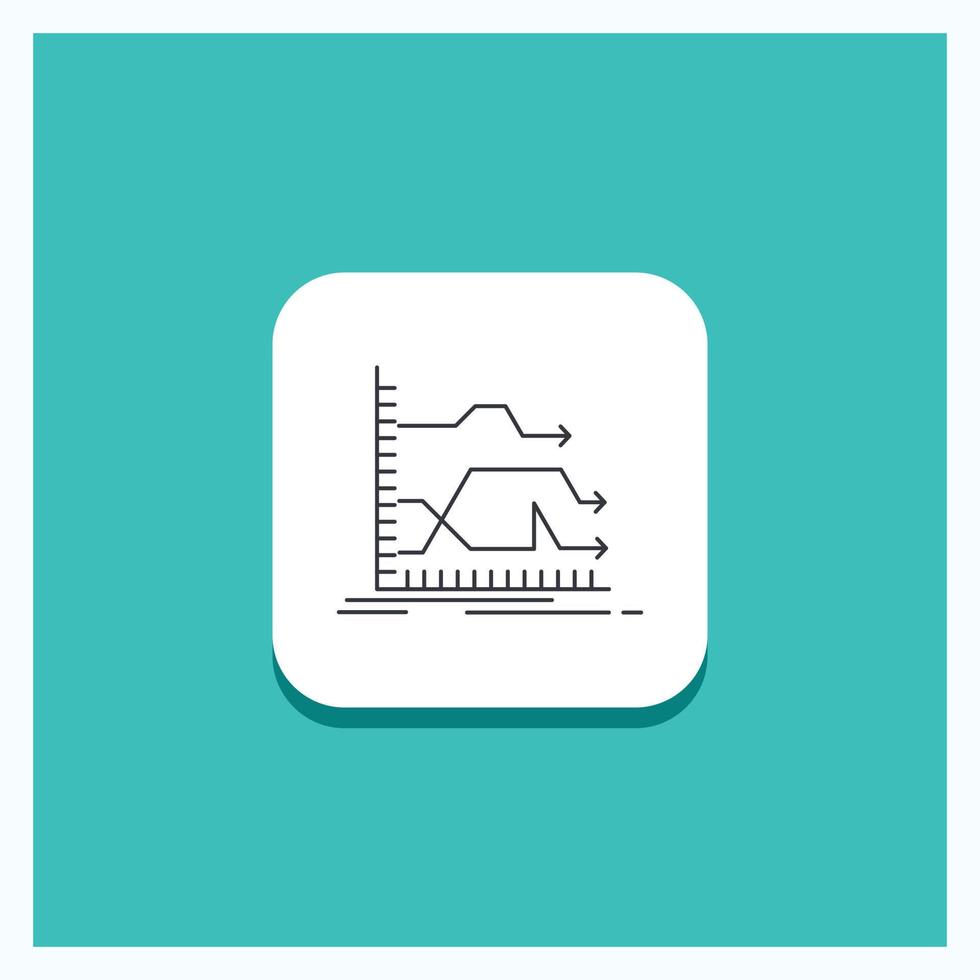 Round Button for Arrows. forward. graph. market. prediction Line icon Turquoise Background vector